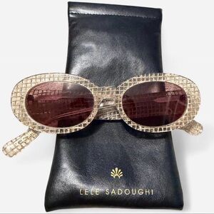 Lele Sadoughi Oceanside Oval Sunglasses with case